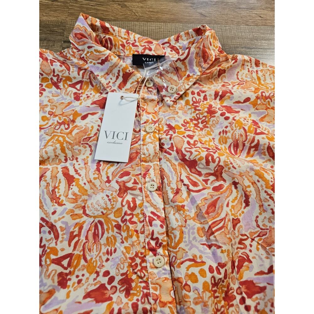 Vici Collection Floral Coastal Romper NWT Women's L Resortwear Belted Tie - Picture 4 of 9